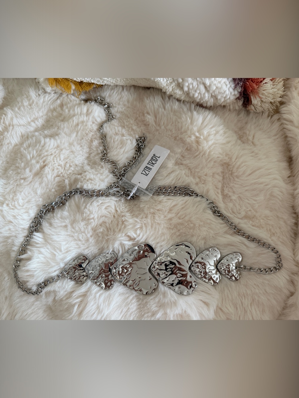 12th Tribe Silver Hammered Heart Layered Necklace